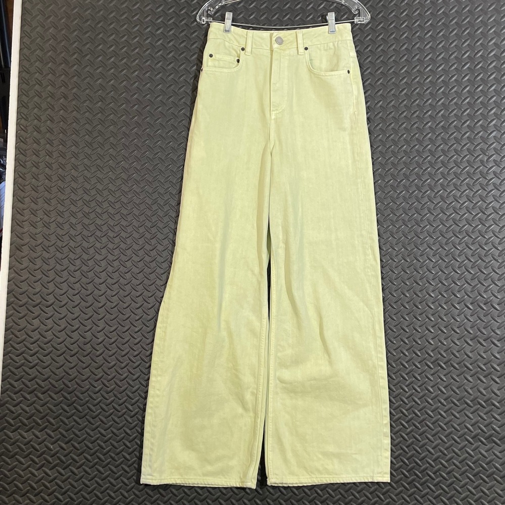 ASOS Denim Light Green Wide Leg Flare High Rise Denim‎ Jeans Women's 25/36